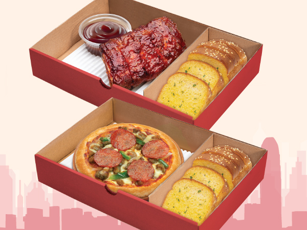 Keeta 兩人食飛行套餐 - Pizza Hut 首100單率先試「無人機配送服務」試點項目 獨享別注版環保3合1薄餅造型餐具套裝 Keeta推出獨家飛行套餐　嚐盡招牌Pizza意粉
